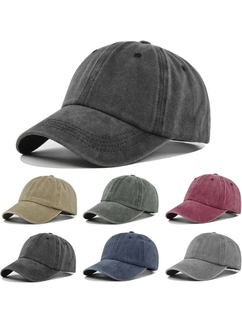 6-Pack Unisex Vintage Washed Cotton Baseball Caps - Soft Adjustable Dad Hats